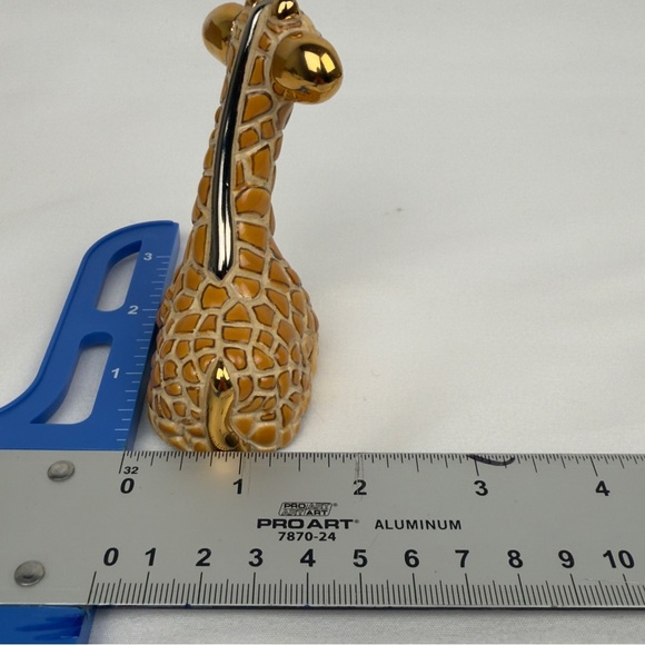 Rinconada De Rosa Mini Giraffe Figurine Gold Accents Uruguay Signed 3.5” - Picture 7 of 10
